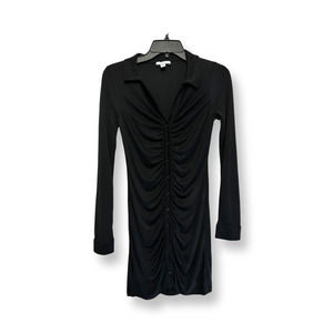 Topshop Womens Bodycon Dress Black Ruched Mini V Neck Long Sleeve Party 2 New
